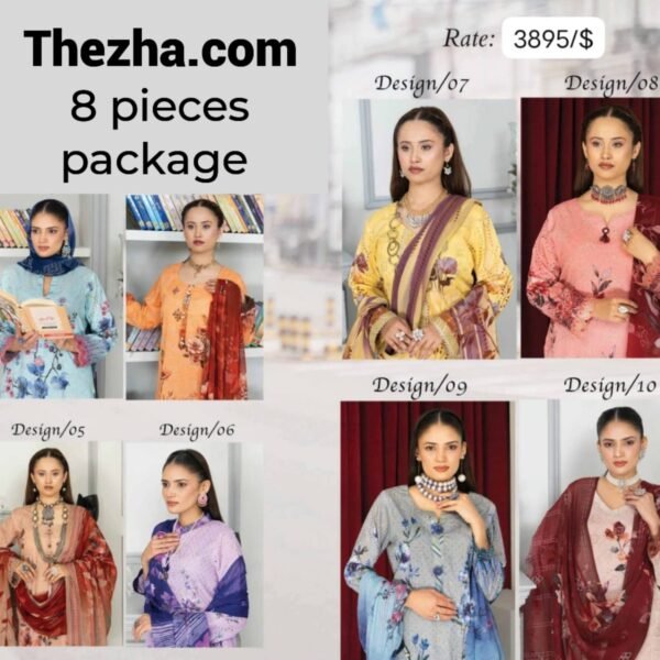 8 Pieces Embroidery Lawan package